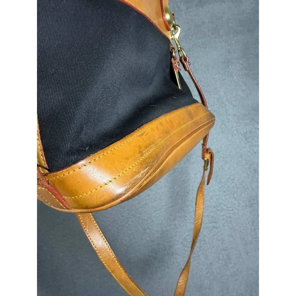 Dooney & Bourke Vintage Canvas Leather Satchel Crossbody Bag Black Tan USA‎ Made